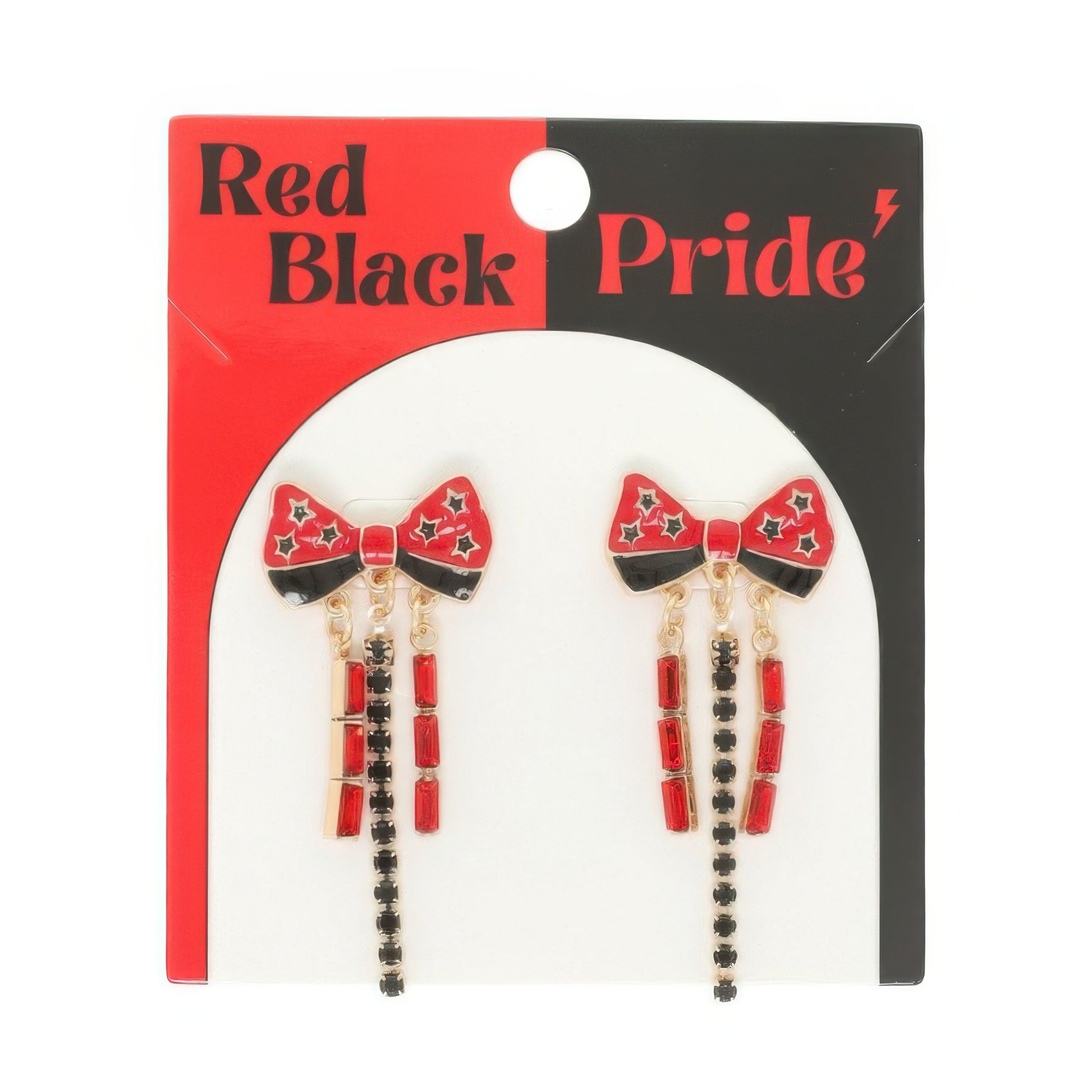 Game Day Starred Bow Fringe Earrings