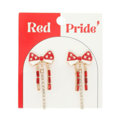 Game Day Starred Bow Fringe Earrings