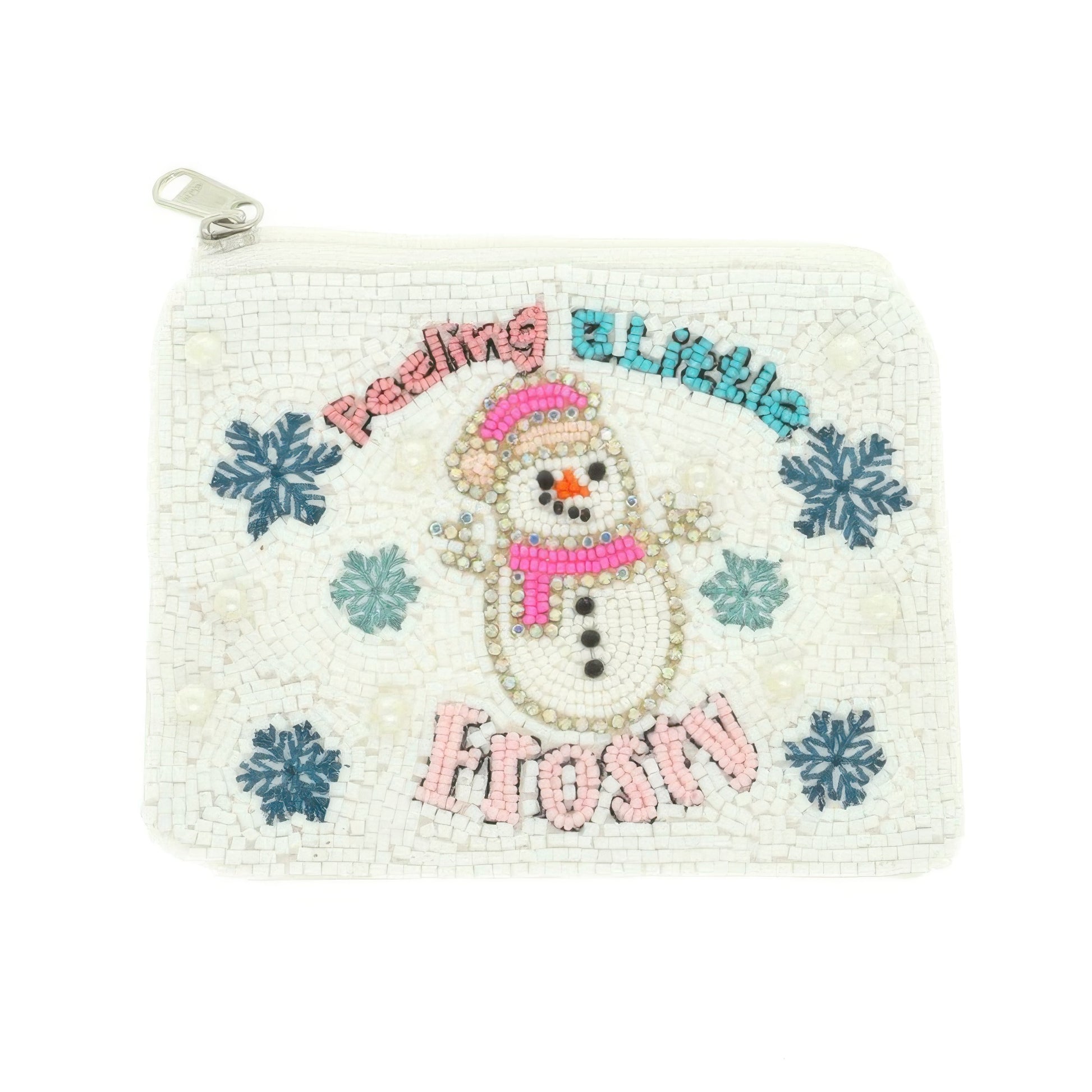 Christmas Snowman Beaded Coin Bag