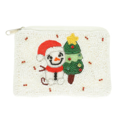 Christmas Theme Jeweled Beaded Coin Bag