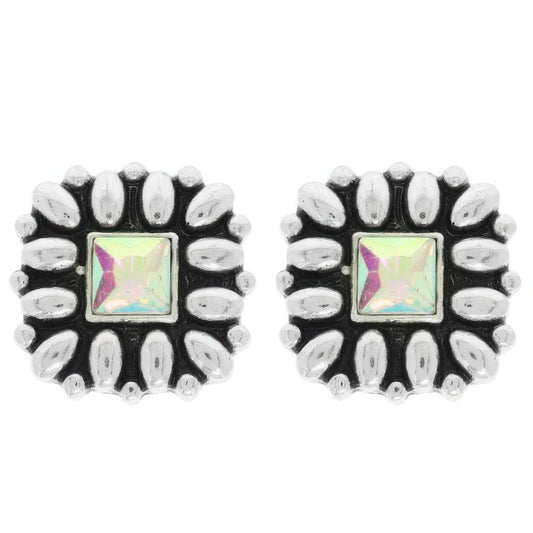 Western Floral Square Post Earrings