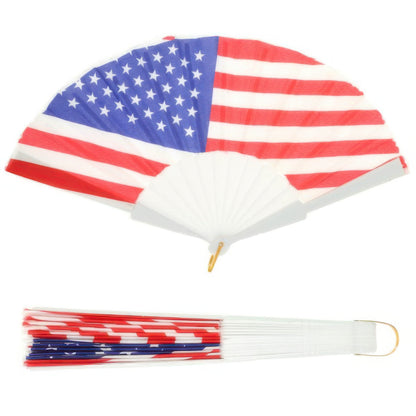 12 Pack American Flag Theme Folding Hand Fan