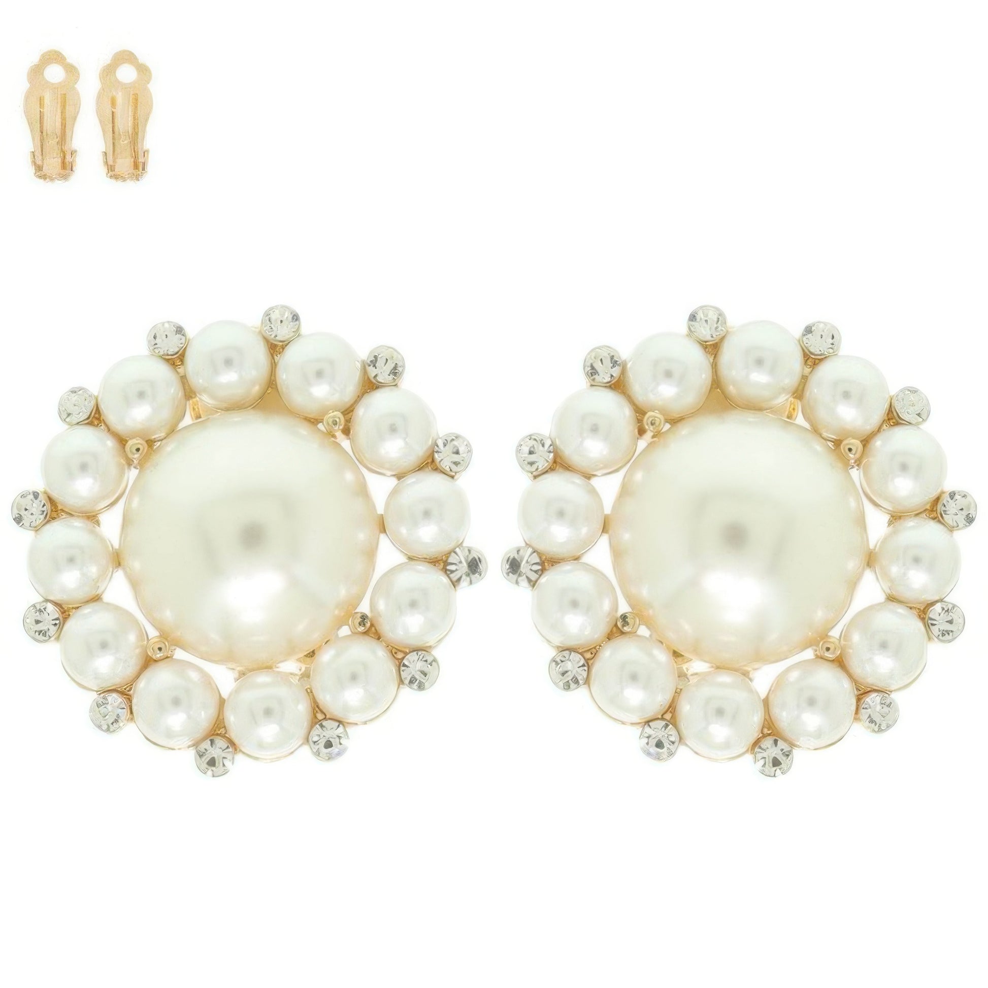 Pearl Bezeled Clip-on Earrings
