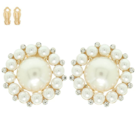 Pearl Bezeled Clip-on Earrings