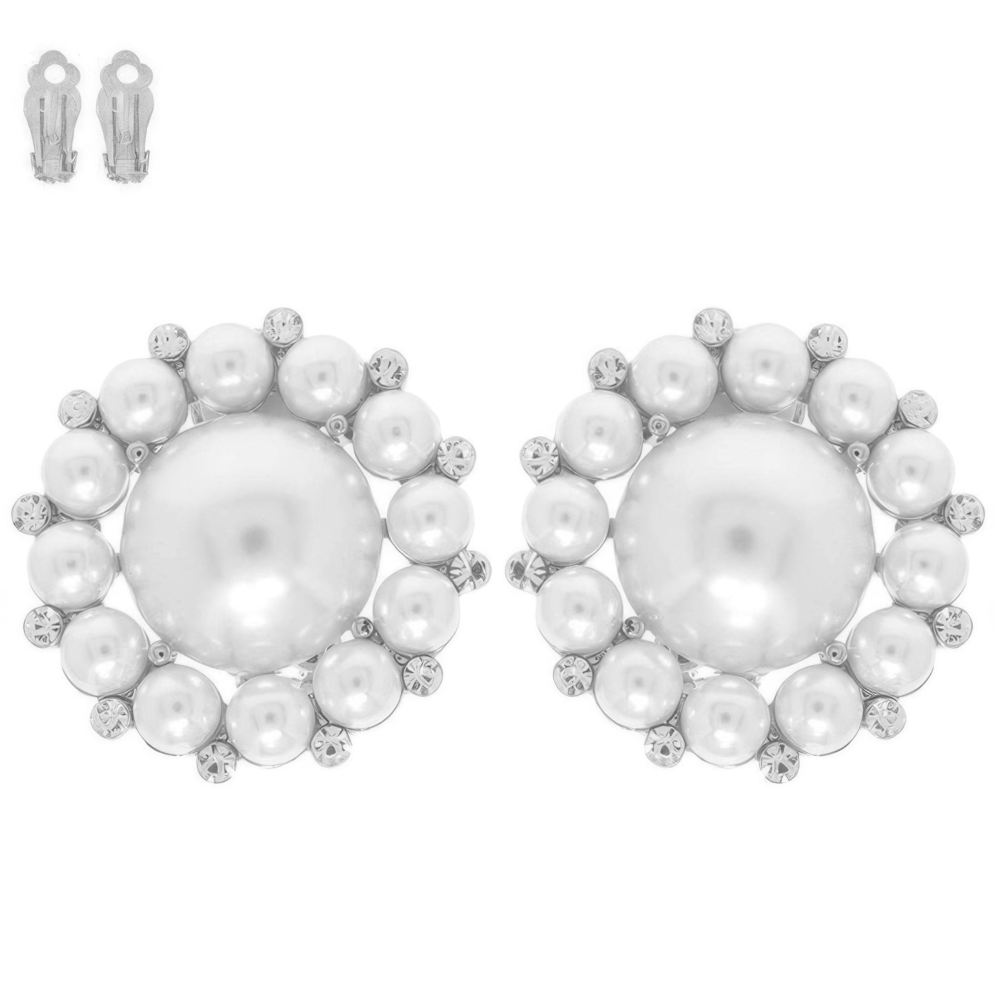 Pearl Bezeled Clip-on Earrings