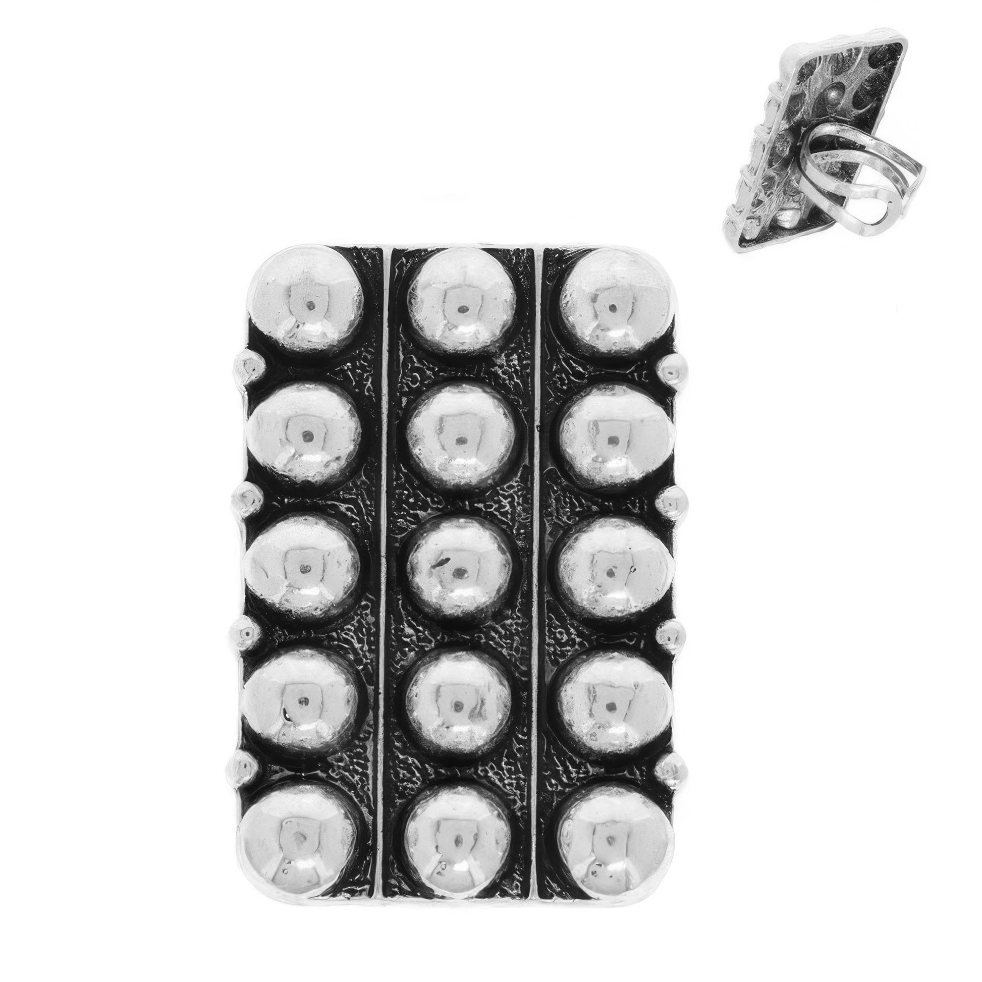 Western Bubble Pave Rectangle Stretch Ring