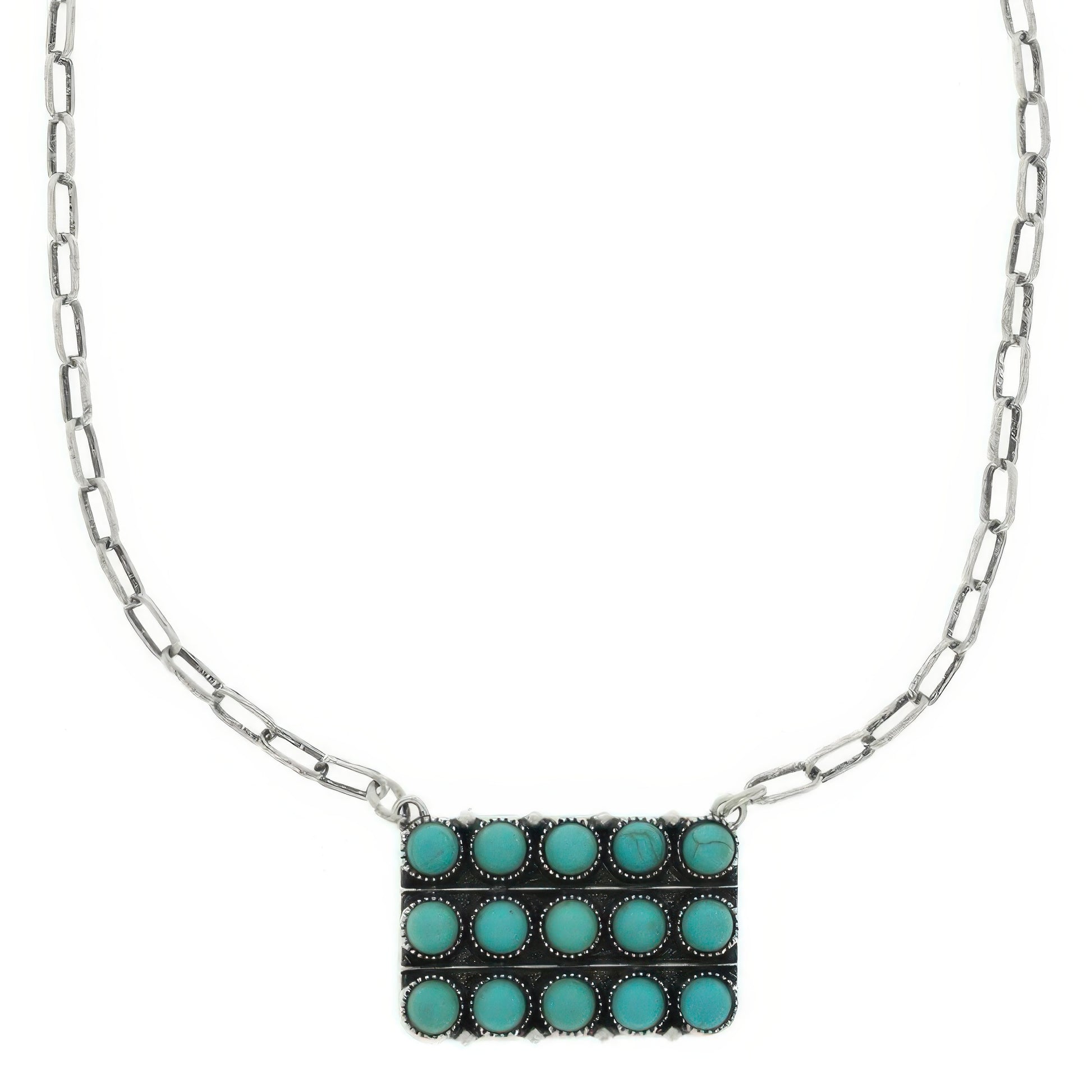 Western Turquoise Bubble Pave Pendant Necklace