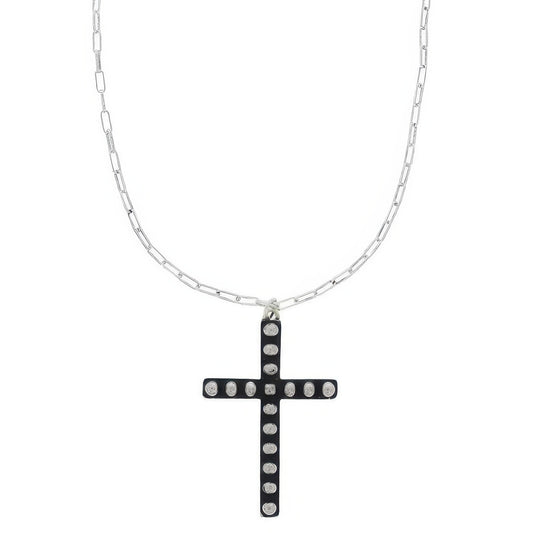 Western Bubble Cross Pendant Necklace