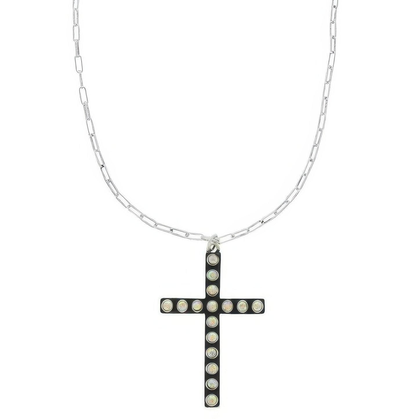 Western Bubble Cross Pendant Necklace