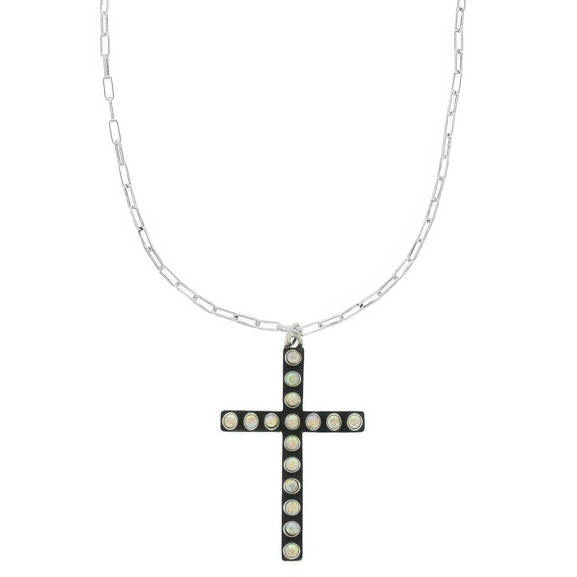 Western Bubble Cross Pendant Necklace