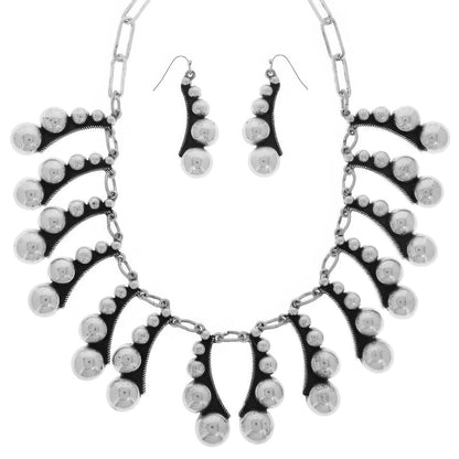 Western Bubble Beaded Fanned Necklace Set