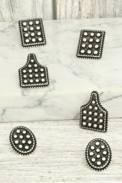 Western Theme Assorted 3 Pair Earring Set