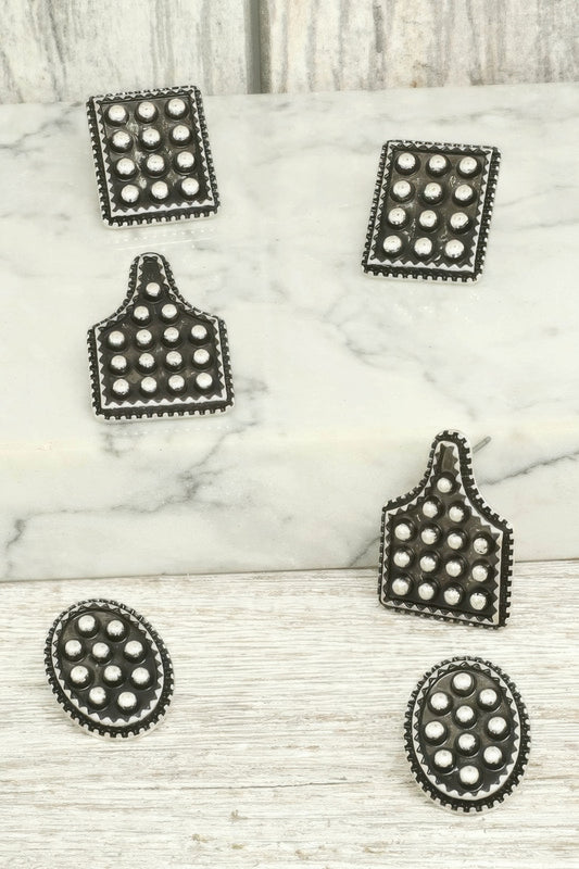 Western Theme Assorted 3 Pair Earring Set