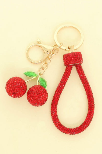 Jeweled Cherry Wristlet Keychain