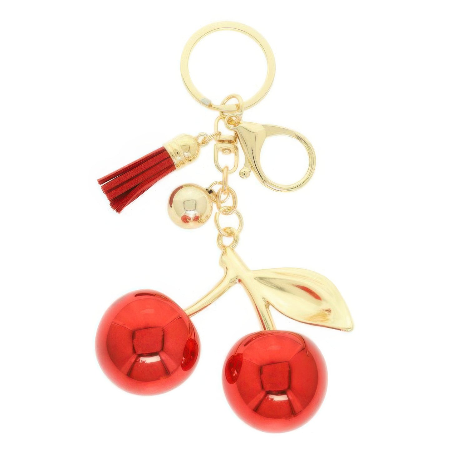 Red Glossy Resin Cherry Keychain