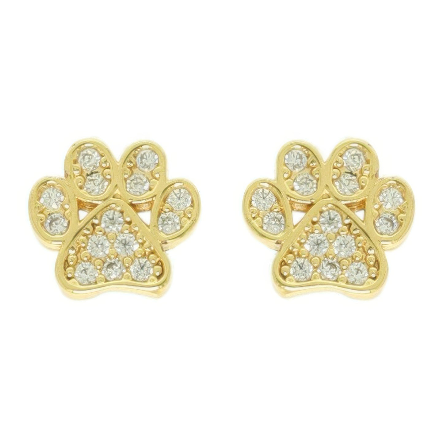 Game Day Paw Shaped Cubic Zirconia Stud Earrings