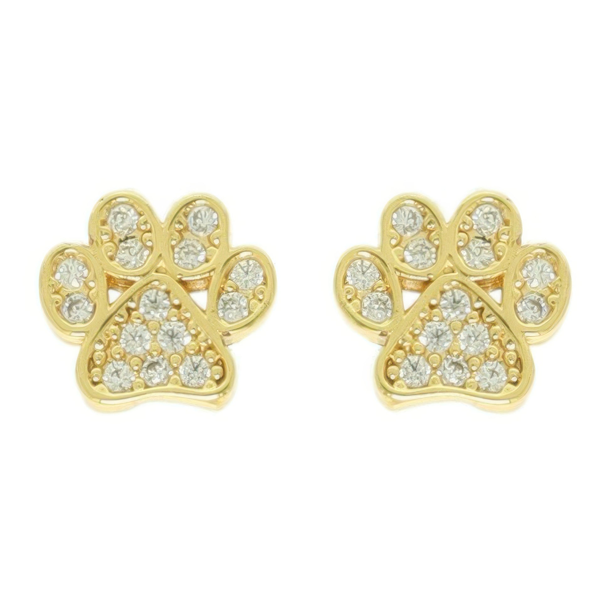 Game Day Paw Shaped Cubic Zirconia Stud Earrings