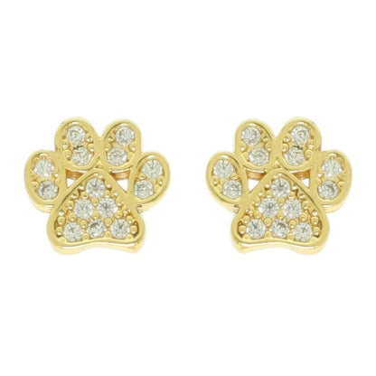 Game Day Paw Shaped Cubic Zirconia Stud Earrings