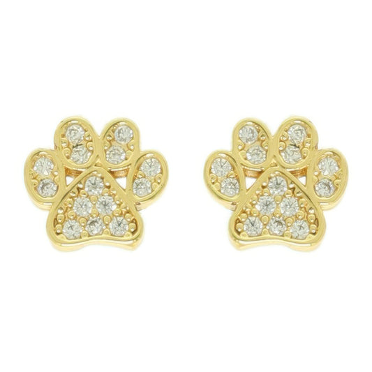 Game Day Paw Shaped Cubic Zirconia Stud Earrings
