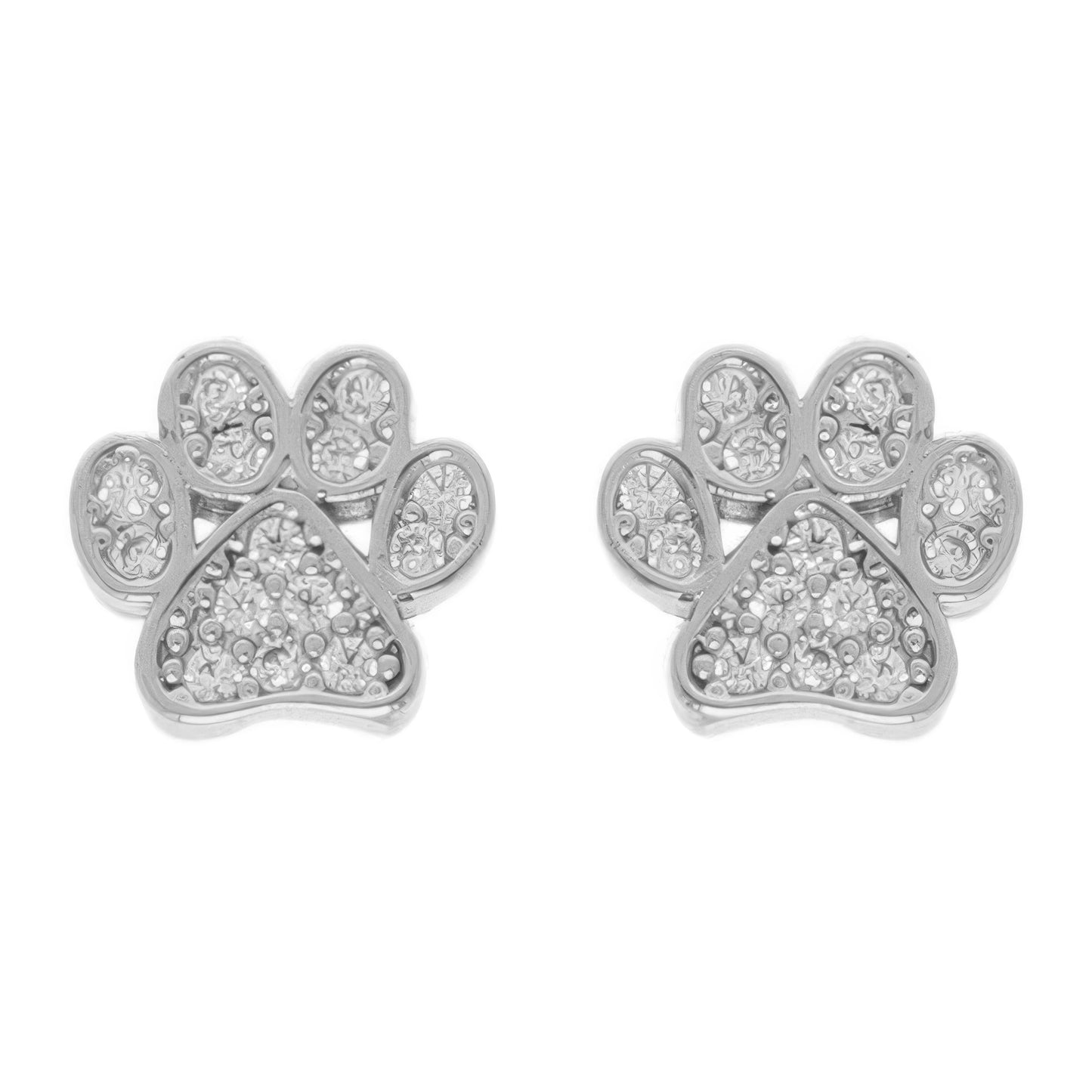 Game Day Paw Shaped Cubic Zirconia Stud Earrings
