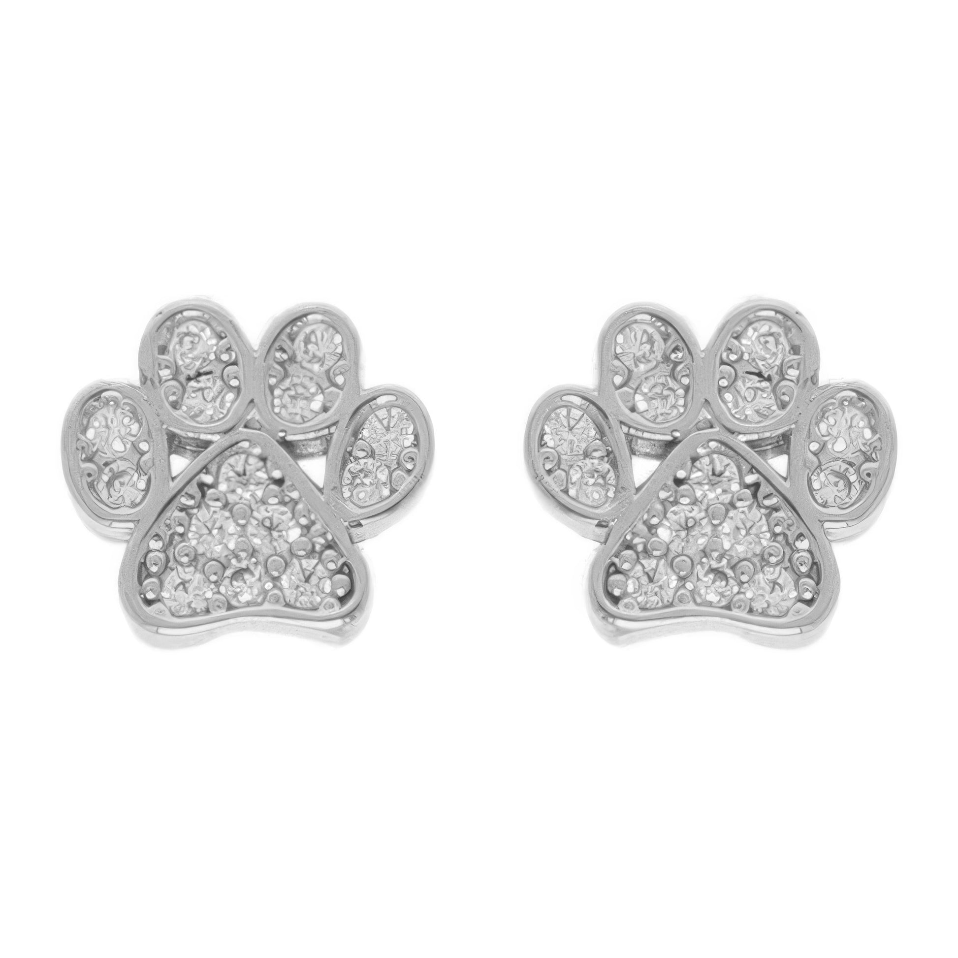 Game Day Paw Shaped Cubic Zirconia Stud Earrings