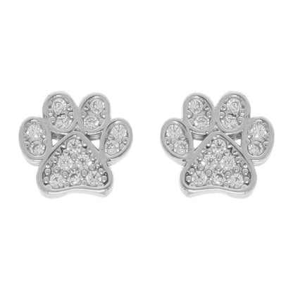 Game Day Paw Shaped Cubic Zirconia Stud Earrings
