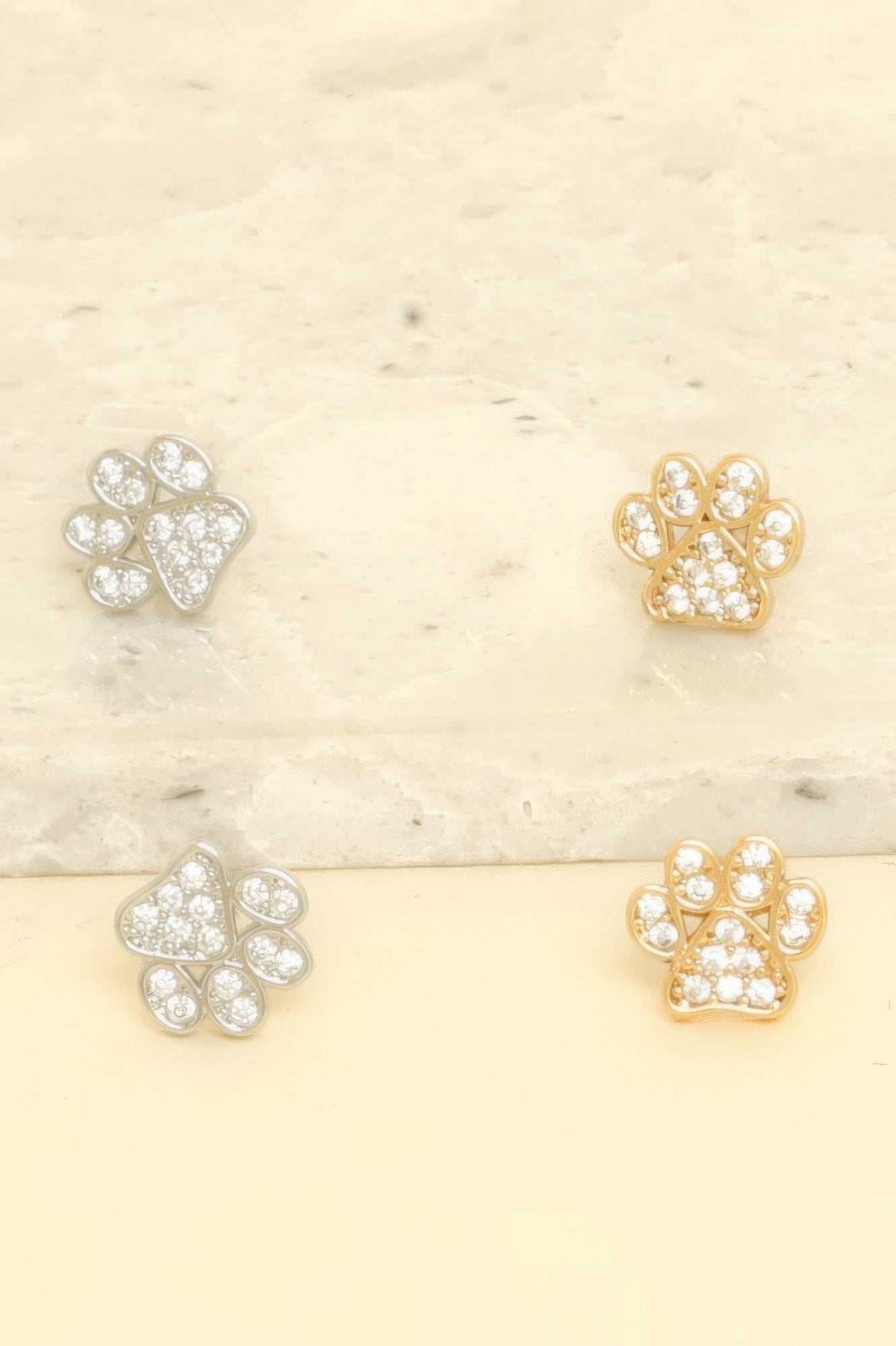 Game Day Paw Shaped Cubic Zirconia Stud Earrings
