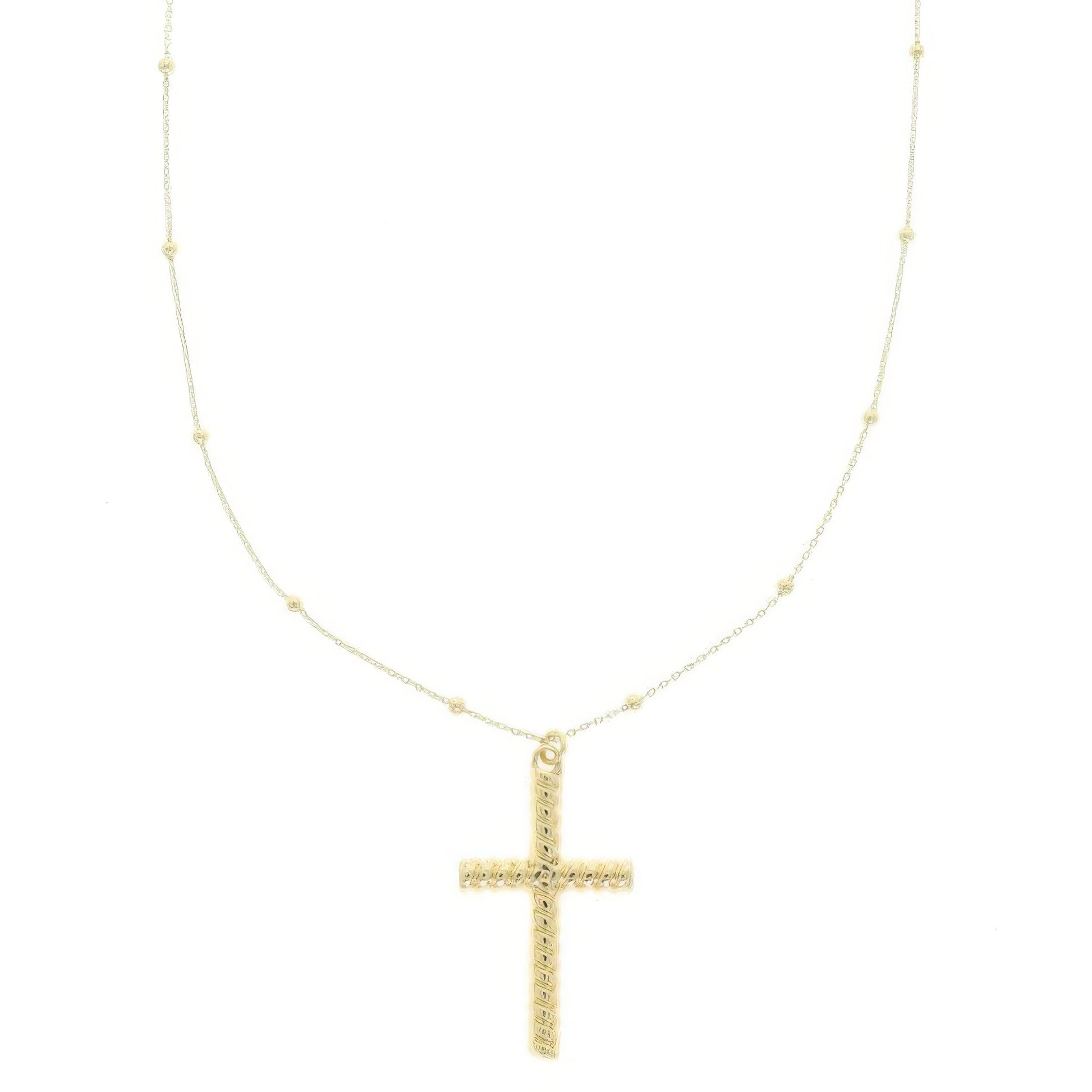 Ribbed Cross Pendant Necklace