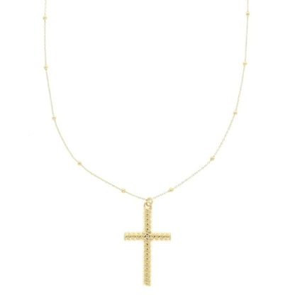 Ribbed Cross Pendant Necklace