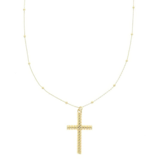 Ribbed Cross Pendant Necklace