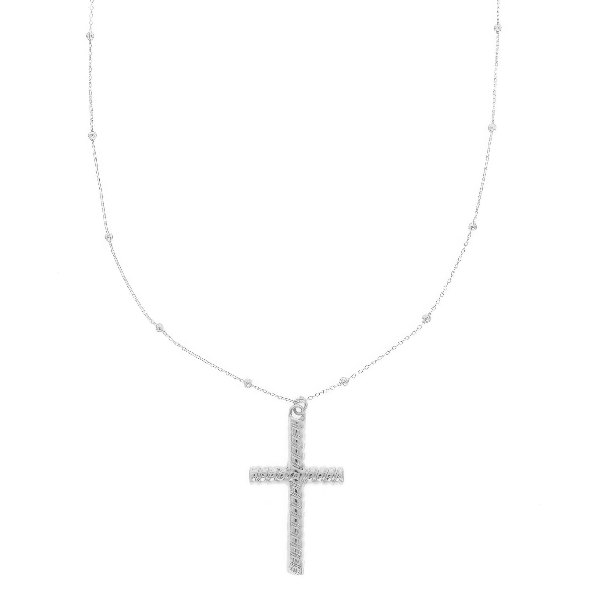 Ribbed Cross Pendant Necklace