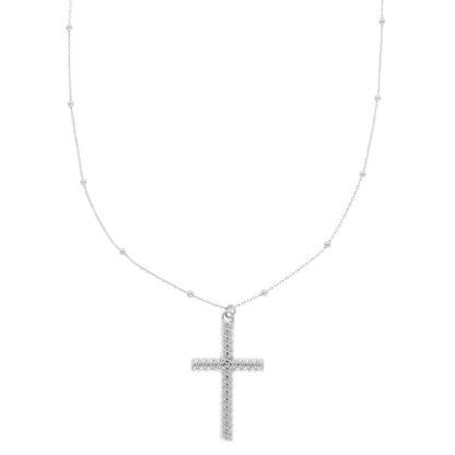 Ribbed Cross Pendant Necklace