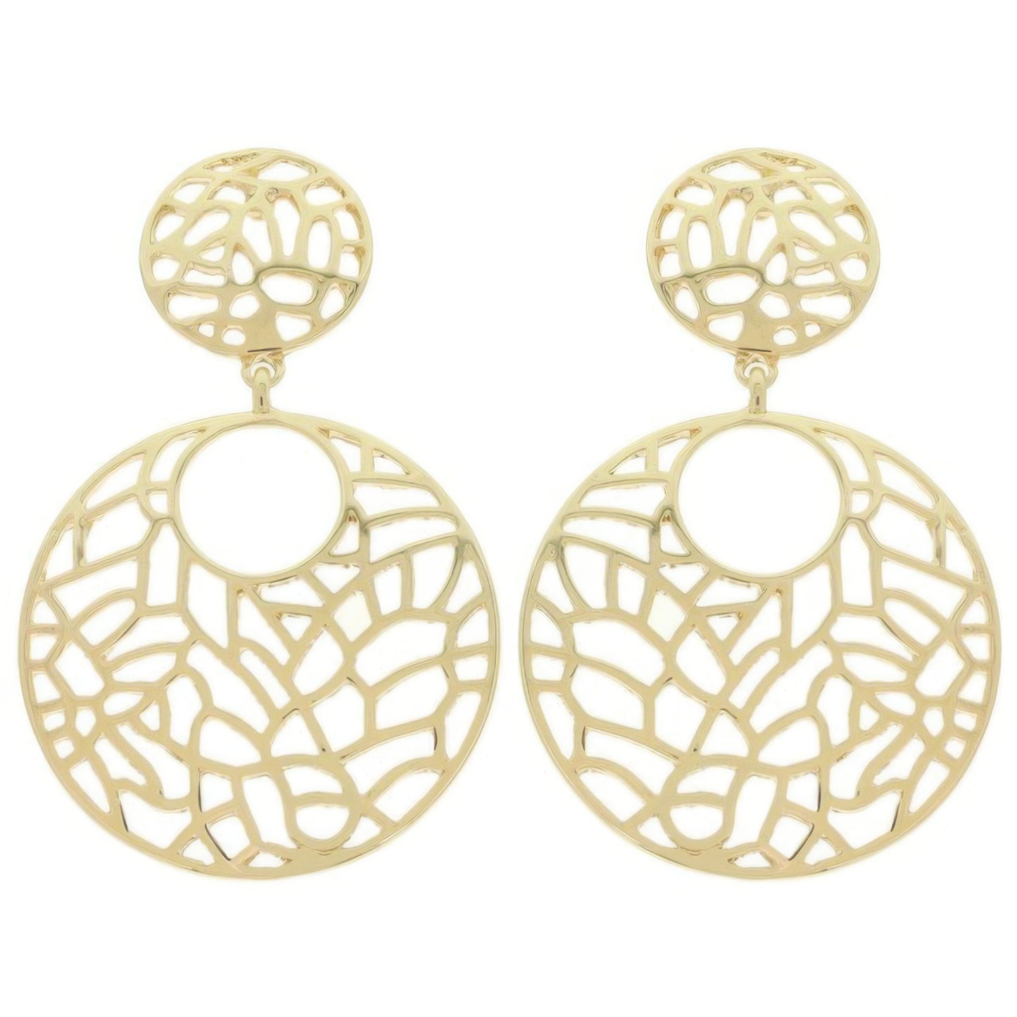 Round Disc Filigree Post Dangle Earrings