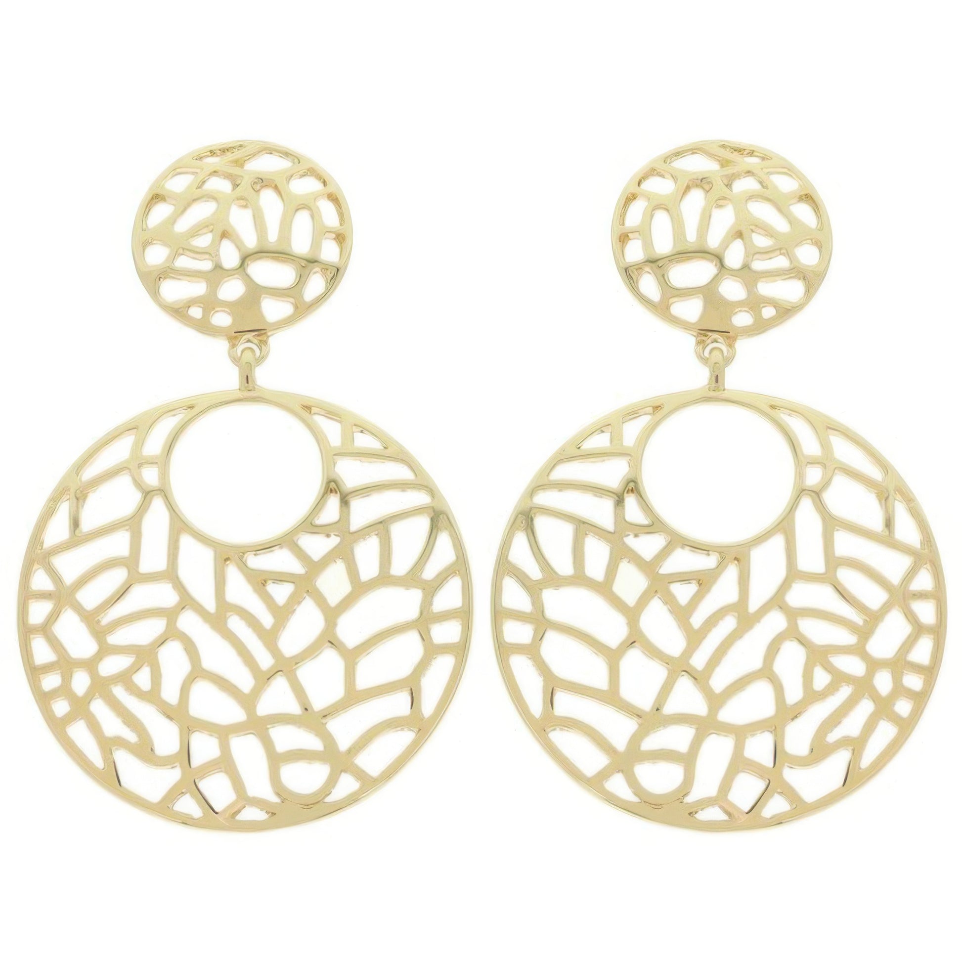 Round Disc Filigree Post Dangle Earrings