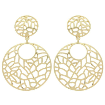 Round Disc Filigree Post Dangle Earrings