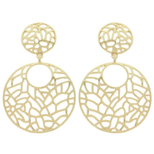 Round Disc Filigree Post Dangle Earrings