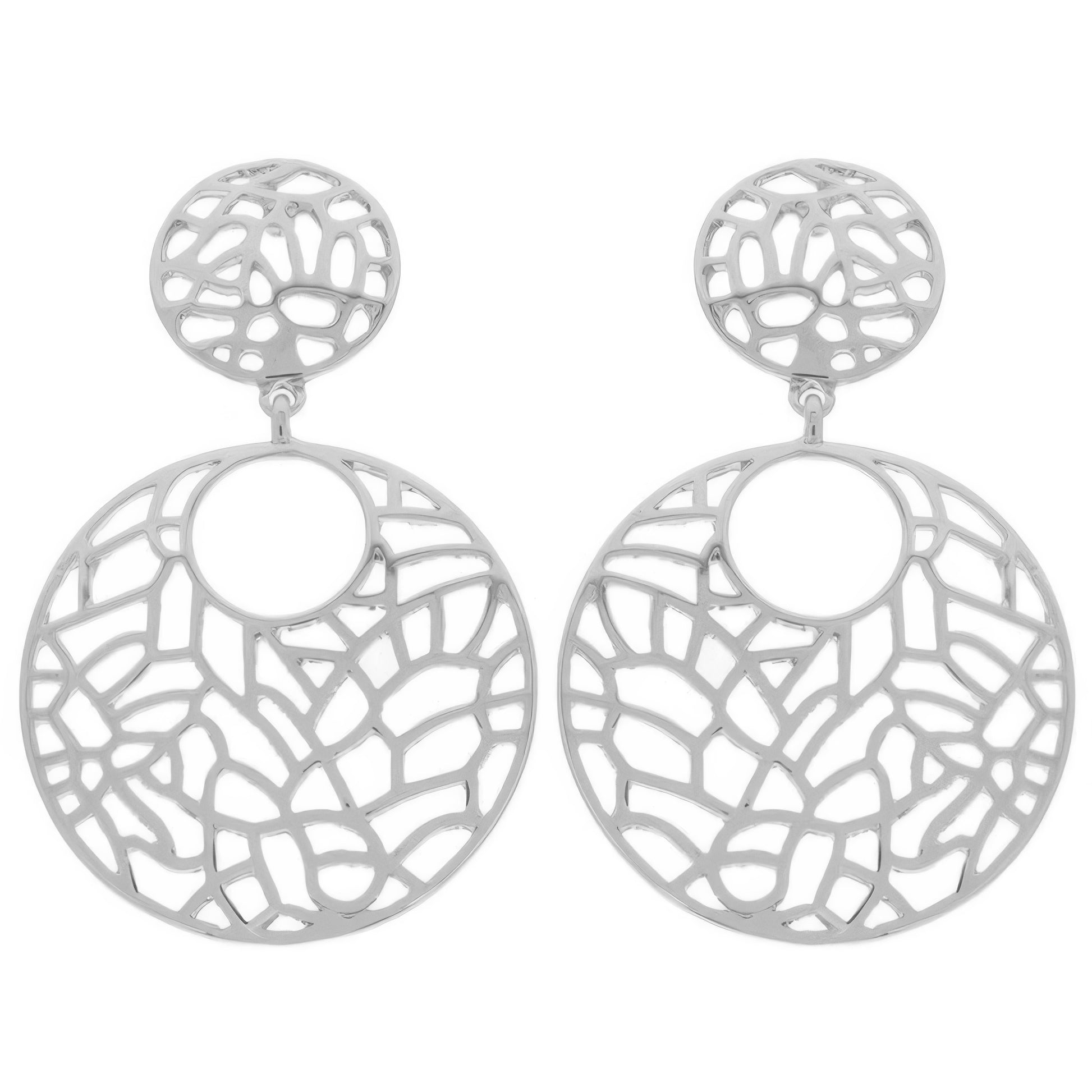 Round Disc Filigree Post Dangle Earrings