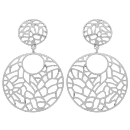 Round Disc Filigree Post Dangle Earrings