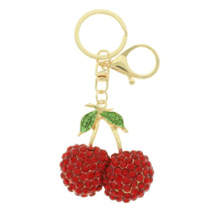 Jeweled Red Cherry Keychain