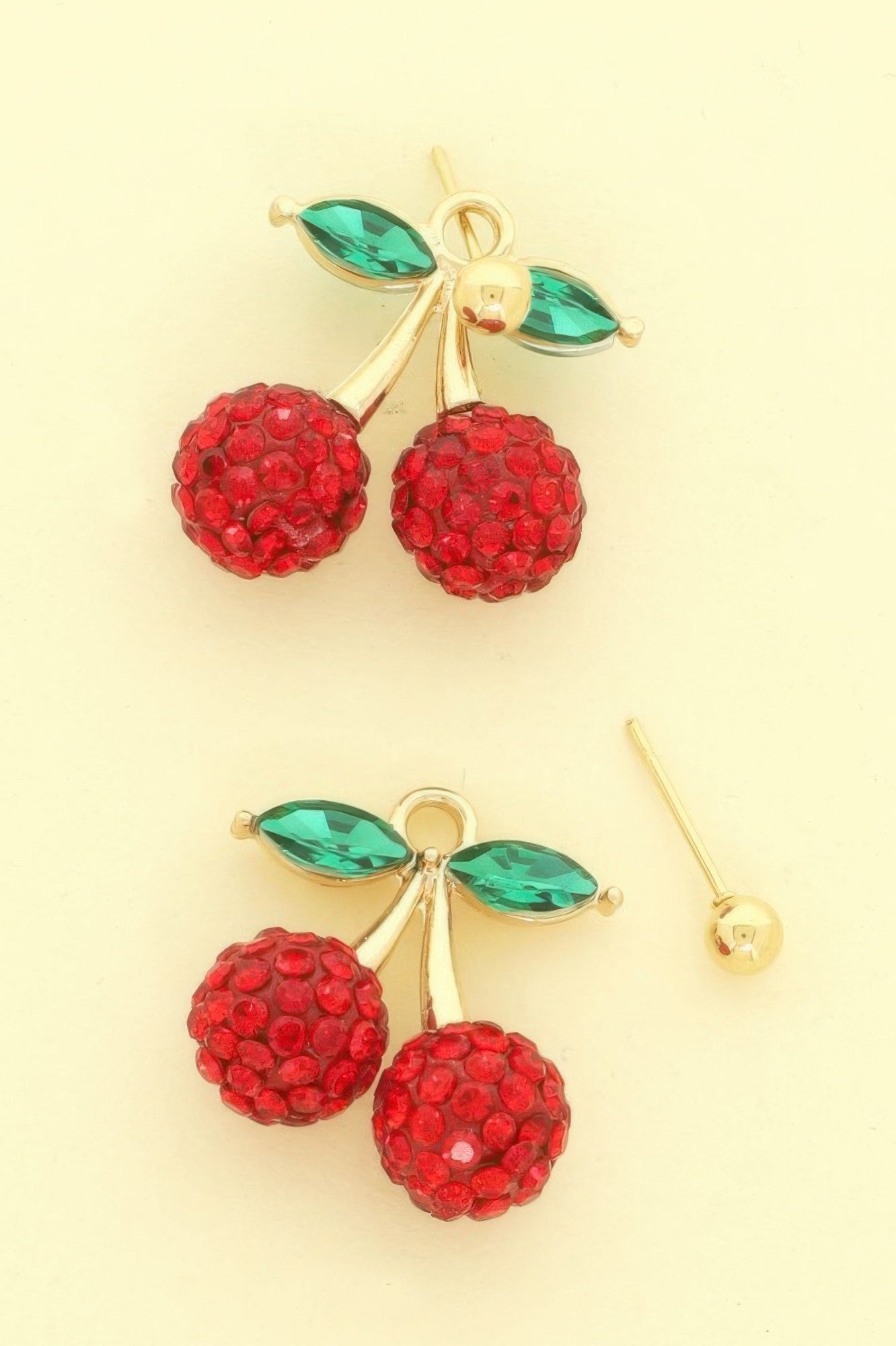 Jeweled Red Cherry Post Earrings