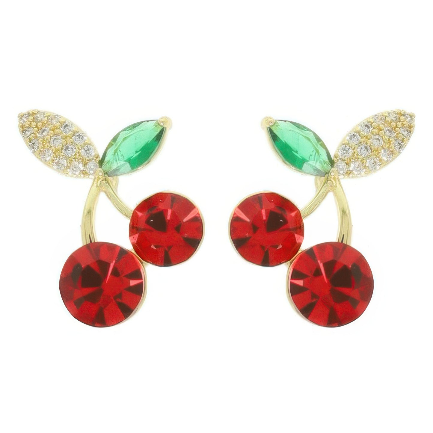 Cz Red Cherry Post Earrings