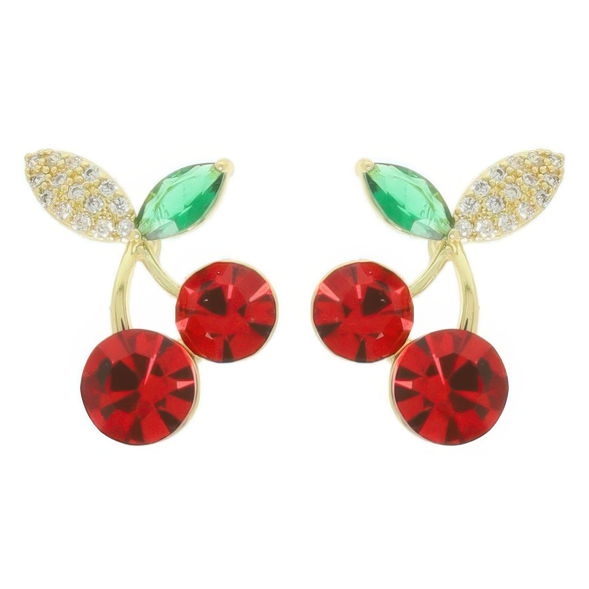 Cz Red Cherry Post Earrings