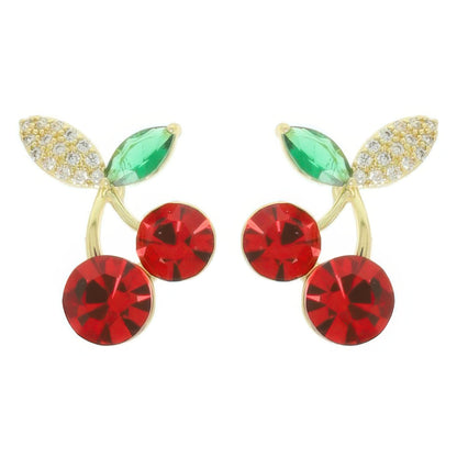 Cz Red Cherry Post Earrings