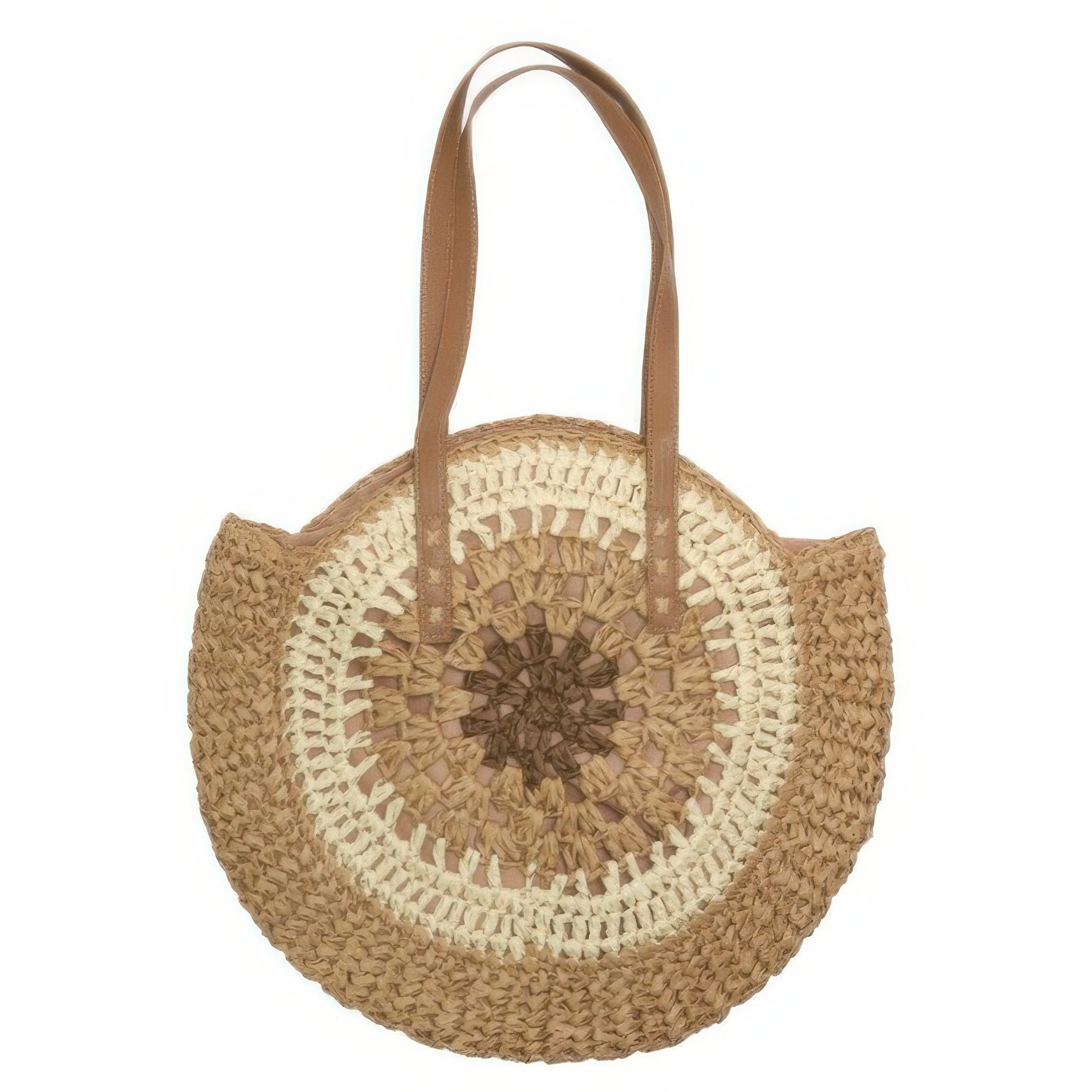 Round Straw Patterned Woven Shoulder Bag 16l