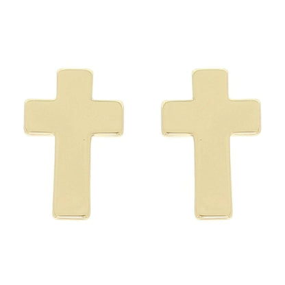 Textured Block Latin Cross Earrings