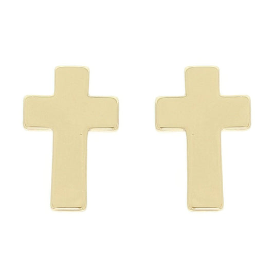 Textured Block Latin Cross Earrings
