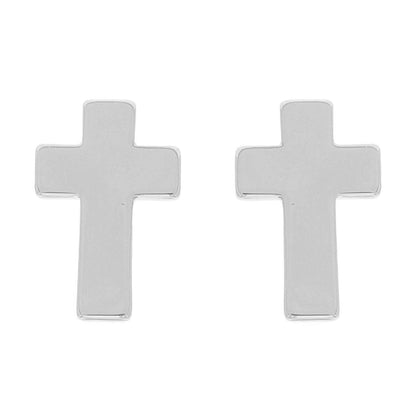 Textured Block Latin Cross Earrings