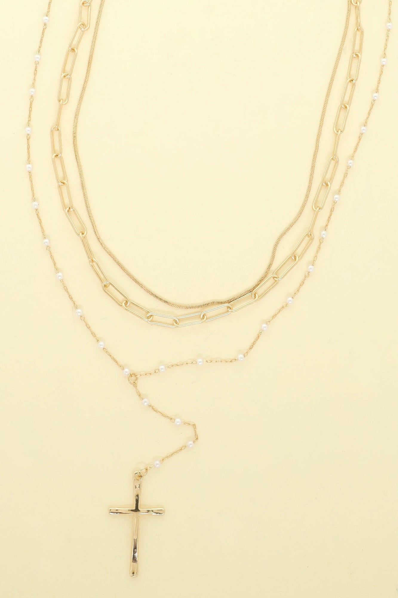 Multi-strand Cross Pendant Necklace