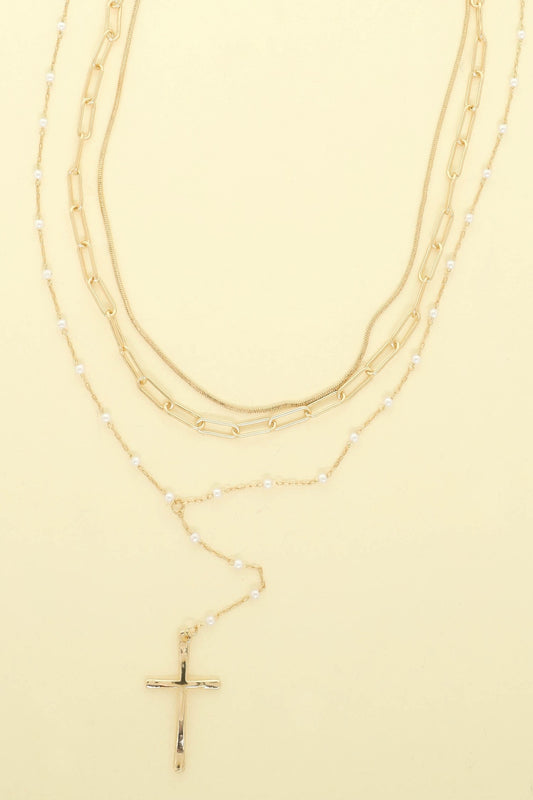 Multi-strand Cross Pendant Necklace