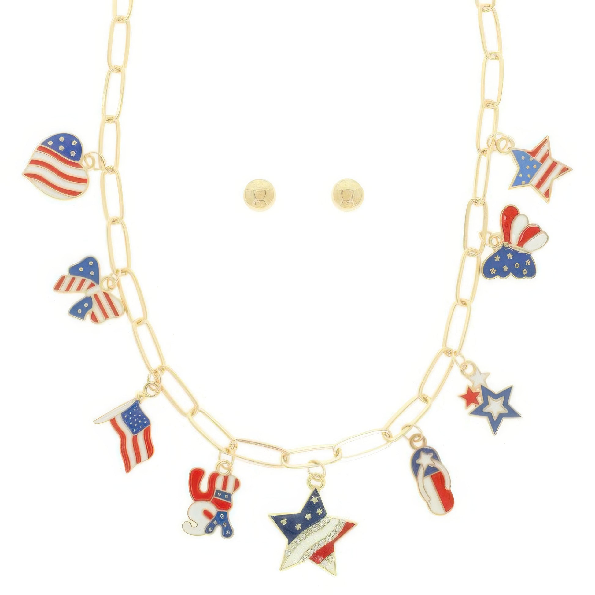 Americana Theme Charm Necklace Set
